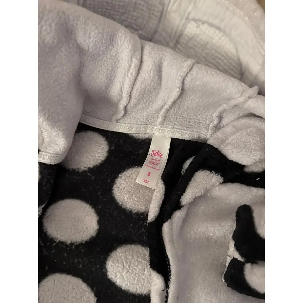 Justice fleece hooded panda one piece pj size 8